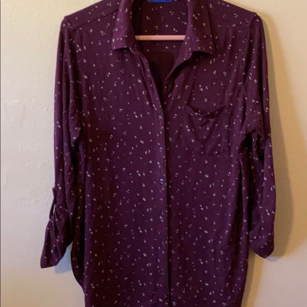 Apartment nine maroon floral blouse